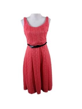 Luxe by Carmen Marc Valvo Peach Scoop Neck Sleeveless Knee Length A-Line Dress